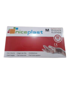 niceplast Pudrasız Vinil (Vinyl) Muayene Eldiveni (Medium) - 100'lü Paket