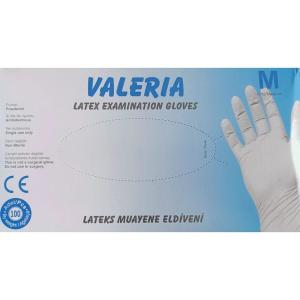 VALERIA Pudralı Lateks Muayene Eldiveni (Medium) 20 Paket / Koli