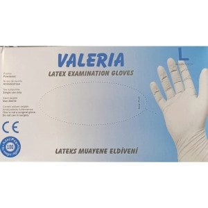 VALERIA Pudralı Lateks Muayene Eldiveni (Large) 100'lü Paket