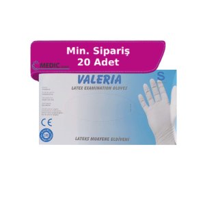 VALERIA Pudralı Lateks Muayene Eldiveni (Small) 100'lü Paket