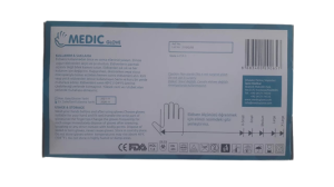 MEDIC GLOVE Mavi Pudrasız (Medium) Nitril Muayene Eldiveni - 20 Paket - 1 Koli