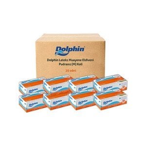 Dolphin Pudrasız Lateks Muayene Eldiveni (Medium) - 20 Paket / Koli