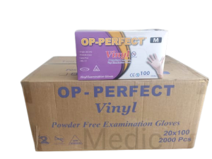 OP-PERFECT Pudrasız Vinil Muayene Eldiveni (Medium) 100'lü x 20 Paket-1 Koli