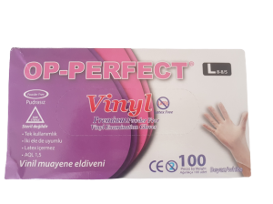 OP-PERFECT Pudrasız Vinil Muayene Eldiveni (Small) 100'lü x 20 Paket - Koli