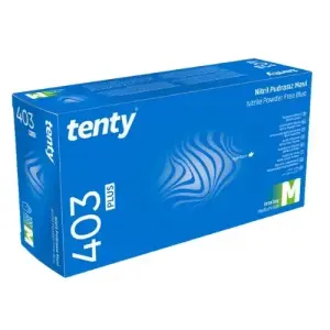 tenty 403 Mavi Nitril Pudrasız Muayene Eldiveni (Medium) 100'lü x 20 Paket / Koli