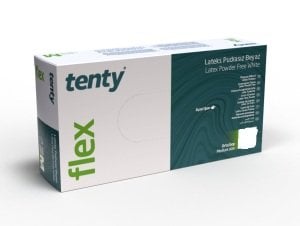 tenty flex Lateks Pudrasız Muayene Eldiveni (S-M-L) 100'lü x 100 Paket - 5 Koli