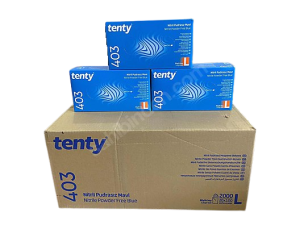 tenty 403 Mavi Nitril Pudrasız Muayene Eldiveni (Large) 100'lü x 20 Paket / Koli