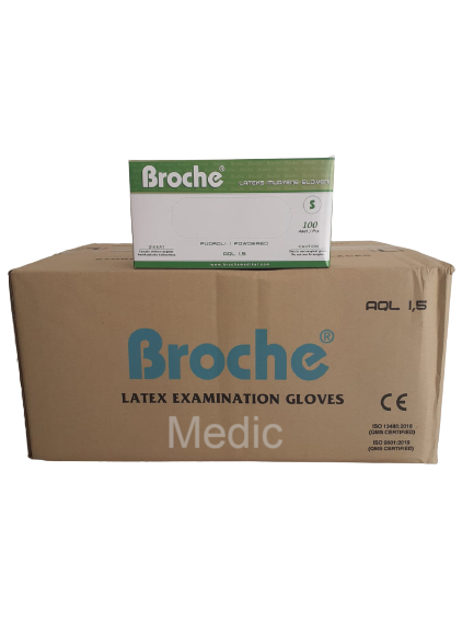 Broche Pudralı Lateks Muayene Eldiveni (Small) 20 Paket / Koli
