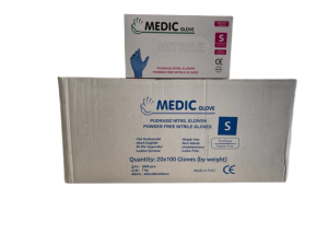 MEDIC GLOVE Mavi Pudrasız (Small) Nitril Muayene Eldiveni - 20 Paket - 1 Koli