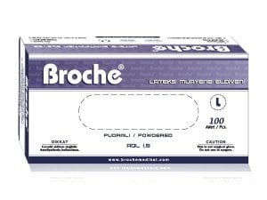 Broche Pudralı Lateks Muayene Eldiveni (Large) 20 Paket / Koli