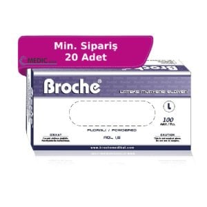 Broche Pudralı Lateks Muayene Eldiveni (Large) 100'lü Paket