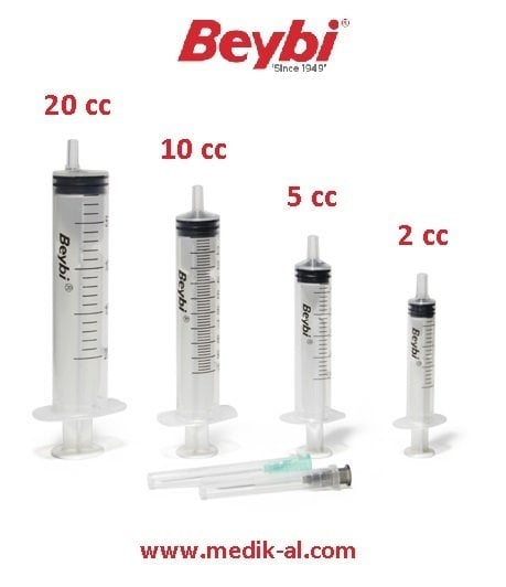 Beybi 2 & 5 & 10 & 20 cc Yeşil & Siyah  Enjektör  Şırınga