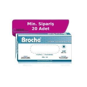 Broche Pudralı Lateks Muayene Eldiveni (Medium) 100'lü Paket