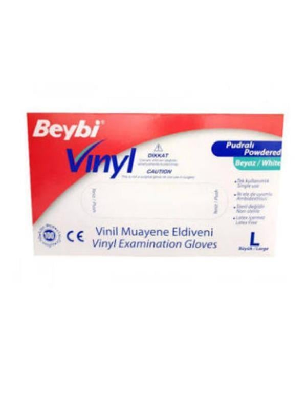 Beybi Pudralı Vinil (Vinyl) Muayene Eldiven 20 Paket - 1 Koli