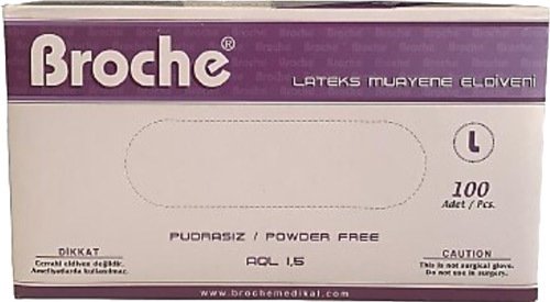 Broche Pudrasız Lateks Muayene Eldiveni (Large) 20 Paket-1 Koli