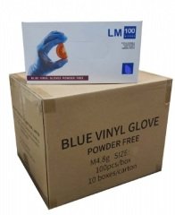 LyncMed Mavi Pudrasız Vinil (Vinyl) Muayene Eldiveni 10 Pk-1 Koli