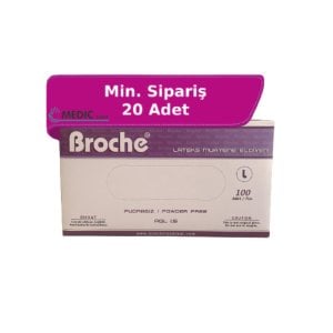 Broche Pudrasız Lateks Muayene Eldiveni (Large) 100'lü Paket