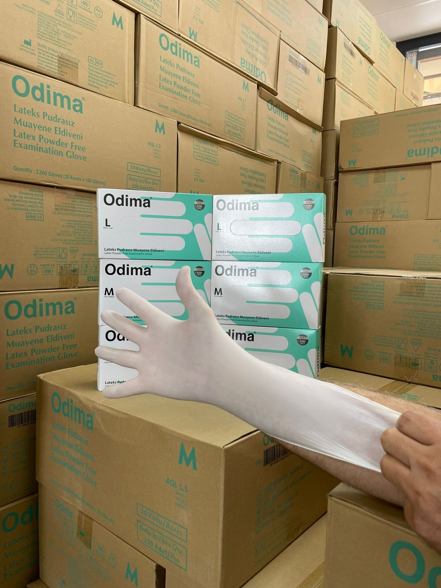 Odima Pudrasız Lateks Muayene Eldiveni (Medium) 100'lü Paket
