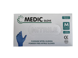MEDIC GLOVE Mavi Pudrasız Nitril (Medium) Muayene Eldiveni 100'lü