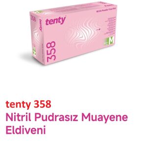 tenty 358 Pembe Nitril Pudrasız Muayene Eldiveni (Large) 100'lü Pk