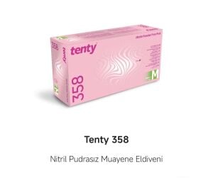 tenty 358 Pembe Nitril Pudrasız Muayene Eldiveni (Medium) 100'lü Pk