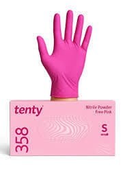 tenty 358 Pembe Nitril Pudrasız Muayene Eldiveni (Small) 100'lü Pk