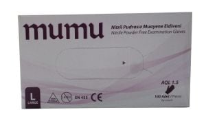 mumu Mavi Pudrasız Nitril Muayene Eldiveni (Large) 100'lü x 20 Pk - Koli