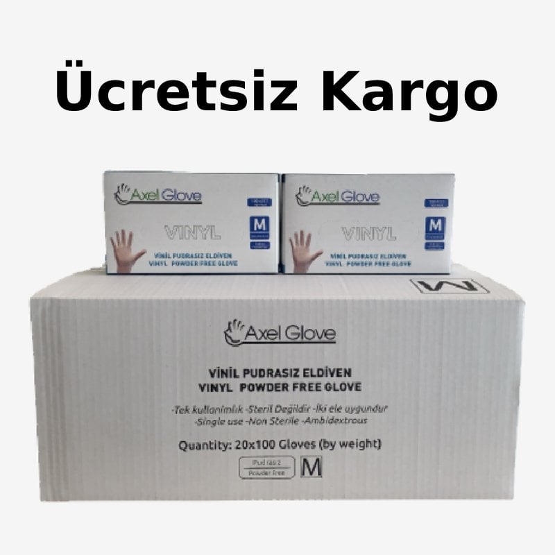 Axel Glove Pudrasız Vinil Eldiven (Medium) 100'lü x 20 Paket-1 Koli