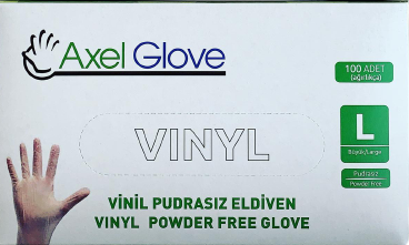 Axel Glove Pudrasız Vinil Eldiven (Large) 100'lü Paket