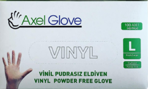 Axel Glove Pudrasız Vinil Eldiven (Large) 100'lü x 5 Paket