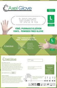 Axel Glove Pudrasız Vinil Eldiven (Large) 100'lü x 10 Paket