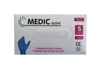 MEDIC GLOVE Mavi Pudrasız Nitril (Small) Muayene Eldiveni 100'lü Pk