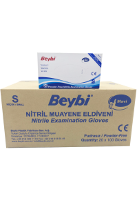 Beybi Mavi Pudrasız Nitril (XS) Muayene Eldiveni  - 20 Paket / Koli
