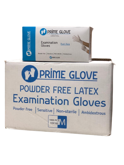 PRIME GLOVE Pudrasız Lateks Muayene Eldiveni (Medium) - 100'lü x 10 Paket - 1 Koli