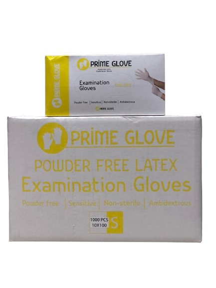 PRIME GLOVE Pudrasız Lateks Muayene Eldiveni (Small) - 100'lü x 10 Paket - 1 Koli