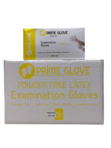 PRIME GLOVE Pudrasız Lateks Muayene Eldiveni (Small) - 100'lü x 10 Paket - 1 Koli