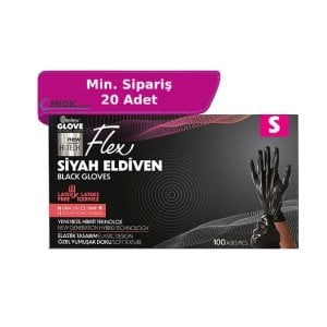 Reflex Flex Siyah Pudrasız TPE Eldiven (S) 100'lü Kutu