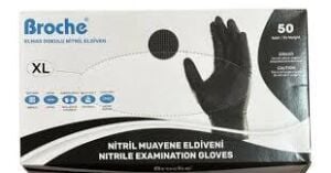 Broche Elmas Dokulu Tırtıklı Siyah Nitril Eldiven (XL) 50'li Paket