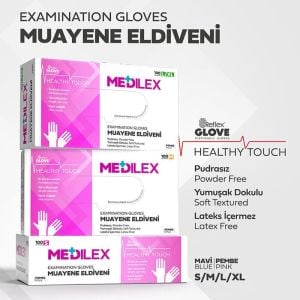 Reflex Medilex Pembe Pudrasız TPE Eldiven (M) 100'lü Kutu