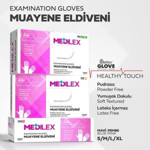Reflex Medilex Pembe Pudrasız TPE Eldiven (M) 100'lü Kutu