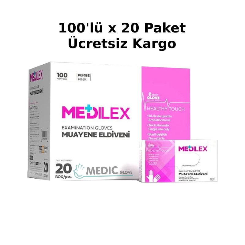 Reflex Medilex Pembe Pudrasız TPE Eldiven (S) 100'lü x 20 Kutu - 1 Koli