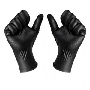 Broche Elmas Dokulu Tırtıklı Siyah Nitril Eldiven (Medium) 50'li Paket