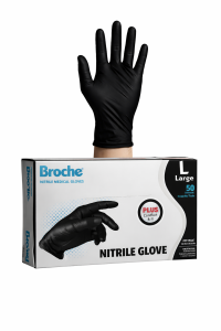 Broche Plus Ekstra Kalın Siyah Nitril Eldiven (Large) 50'li Paket