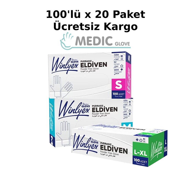 Reflex Winlyex (S) Naturel Şeffaf Pudrasız TPE Eldiven 100'lü x 20 Kutu - 1 Koli