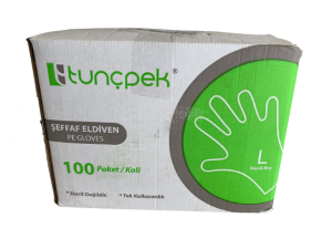 tunçpek Şeffaf Hışır Poşet PET Eldiven 100'lü x 100 Paket - 1 Koli