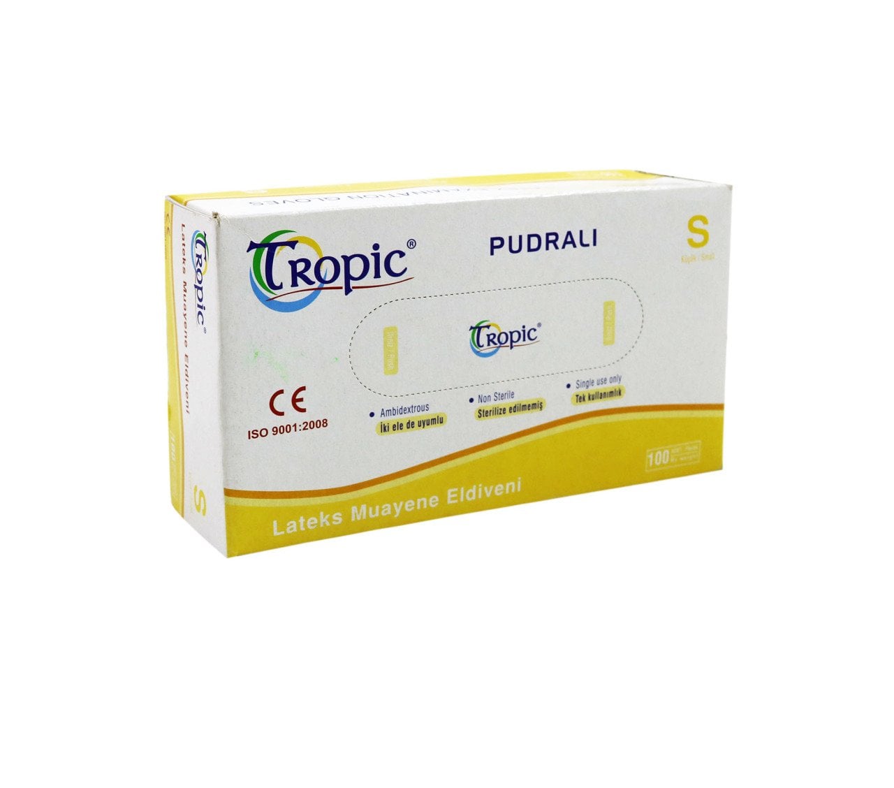 Tropic Pudralı Lateks Muayene Eldiveni (Small) 100'lü Paket