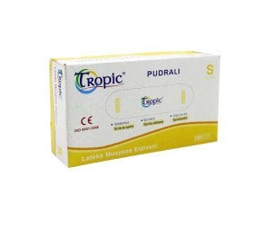 Tropic Pudralı Lateks Muayene Eldiveni (Small) 100'lü Paket