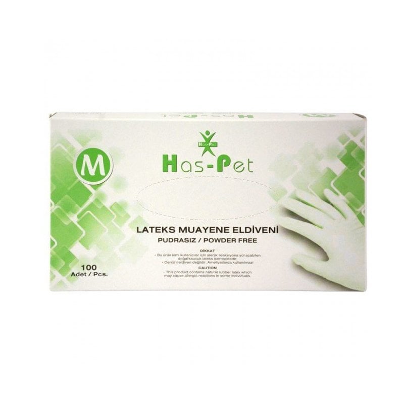 Has-Pet Pudrasız Lateks Muayene Eldiveni (Medium) 100'lü x 20 Paket / Koli