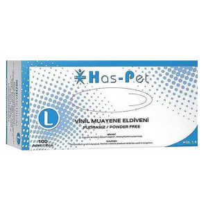 Has-Pet Pudrasız Vinil Muayene Eldiveni (Large) 100'lü x 20 Paket - Koli