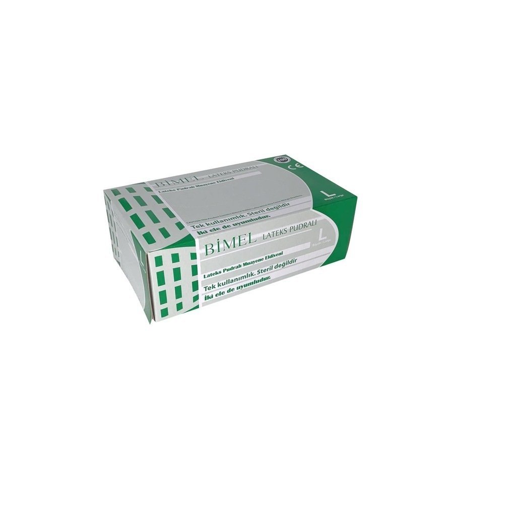 BİMEL Lateks Pudralı (Large) Muayene Eldiveni 100'lü x 20 Paket / Koli
